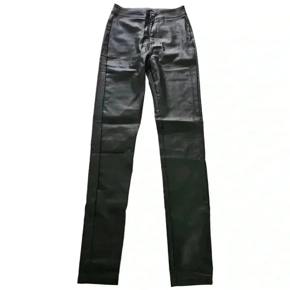 NWOT SHEIN Slim Fit Leather-Look High-Waisted Stretch Pants – XXS - Picture 7 of 8